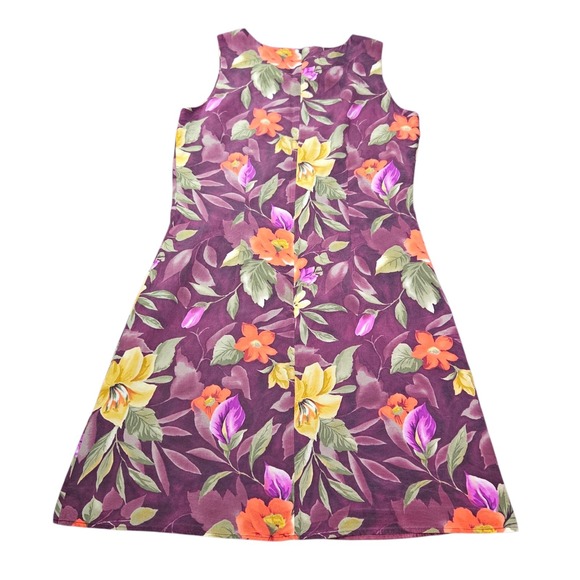 Jennifer Moore Silk Dress Womens 8 90s Slip on Mini Floral Romatic Boho Hawaiian - Picture 3 of 7